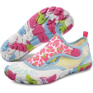 imageATHMILE Kids Water Shoes Boys Girls Water Shoes Quick Dry Barefoot Beach Sports Swim Pool Summer ShoesLittle KidBig KidPink Leopard
