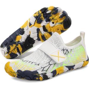 imageATHMILE Kids Water Shoes Boys Girls Water Shoes Quick Dry Barefoot Beach Sports Swim Pool Summer ShoesLittle KidBig KidWhite Cobweb