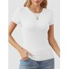 imageATHIMLE Womens Crew Neck T Shirt Ribbed Fitted Shirt Basic Short Sleeves Summer Tops CausalWhite