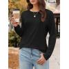 imageATHMILE Fall Long Sleeve Shirts for Women Fashion Oversized Tees Casual Business Tops Loose Fit Solid Basic Outfits 2025Black