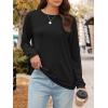 imageATHMILE Fall Long Sleeve Shirts for Women Fashion Oversized Tees Casual Business Tops Loose Fit Solid Basic Outfits 2025Black
