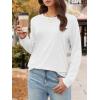 imageATHMILE Fall Long Sleeve Shirts for Women Fashion Oversized Tees Casual Business Tops Loose Fit Solid Basic Outfits 2025White
