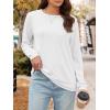 imageATHMILE Fall Long Sleeve Shirts for Women Fashion Oversized Tees Casual Business Tops Loose Fit Solid Basic Outfits 2025White