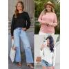 imageATHMILE Fall Long Sleeve Shirts for Women Fashion Oversized Tees Casual Business Tops Loose Fit Solid Basic Outfits 2025White