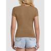 imageATHMILE Modal Short Sleeve Shirts for Women 2025 Fashion Square Neck Basics Slim Fitted TopsCoffee