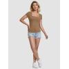 imageATHMILE Modal Short Sleeve Shirts for Women 2025 Fashion Square Neck Basics Slim Fitted TopsCoffee