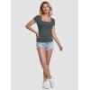 imageATHMILE Modal Short Sleeve Shirts for Women 2025 Fashion Square Neck Basics Slim Fitted TopsDarkgrey