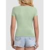 imageATHMILE Modal Short Sleeve Shirts for Women 2025 Fashion Square Neck Basics Slim Fitted TopsGrey Green