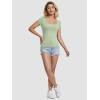 imageATHMILE Modal Short Sleeve Shirts for Women 2025 Fashion Square Neck Basics Slim Fitted TopsGrey Green