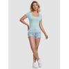 imageATHMILE Modal Short Sleeve Shirts for Women 2025 Fashion Square Neck Basics Slim Fitted TopsSkyblue
