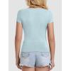 imageATHMILE Modal Short Sleeve Shirts for Women 2025 Fashion Square Neck Basics Slim Fitted TopsSkyblue