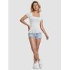 imageATHMILE Modal Short Sleeve Shirts for Women 2025 Fashion Square Neck Basics Slim Fitted TopsWhite