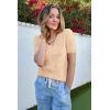 imageATHMILE Short Sleeve V Neck Sweaters Dressy Casual Blouses Lightweight Thin Knit Fashion Shirts Summer Tops for WomenApricot