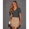 imageATHMILE Short Sleeve V Neck Sweaters Dressy Casual Blouses Lightweight Thin Knit Fashion Shirts Summer Tops for WomenDark Grey