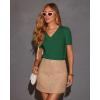 imageATHMILE Short Sleeve V Neck Sweaters Dressy Casual Blouses Lightweight Thin Knit Fashion Shirts Summer Tops for WomenGreen