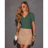 imageATHMILE Short Sleeve V Neck Sweaters Dressy Casual Blouses Lightweight Thin Knit Fashion Shirts Summer Tops for WomenGrey Green