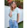 imageATHMILE Short Sleeve V Neck Sweaters Dressy Casual Blouses Lightweight Thin Knit Fashion Shirts Summer Tops for WomenLight Blue