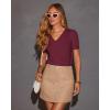imageATHMILE Short Sleeve V Neck Sweaters Dressy Casual Blouses Lightweight Thin Knit Fashion Shirts Summer Tops for WomenWine