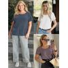 imageATHMILE T Shirts Short Sleeve Scoop Neck Tees for Women Fashion Tops Trendy Casual Summer Outfits Clothes 2025Grey