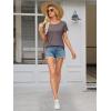imageATHMILE T Shirts Short Sleeve Scoop Neck Tees for Women Fashion Tops Trendy Casual Summer Outfits Clothes 2025Greypurple