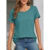 imageATHMILE T Shirts Short Sleeve Scoop Neck Tees for Women Fashion Tops Trendy Casual Summer Outfits Clothes 2025Lakeblue