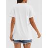 imageATHMILE T Shirts Short Sleeve V Neck Tees for Women Fashion Tops Trendy Casual Summer Outfits Clothes 2024White