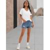 imageATHMILE T Shirts Short Sleeve V Neck Tees for Women Fashion Tops Trendy Casual Summer Outfits Clothes 2024White
