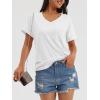 imageATHMILE T Shirts Short Sleeve V Neck Tees for Women Fashion Tops Trendy Casual Summer Outfits Clothes 2024White