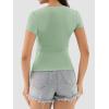 imageATHMILE Womens Deep V Neck Short Sleeve Slim Fit T Shirt Tops TeeGreygreen