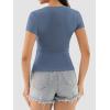 imageATHMILE Womens Deep V Neck Short Sleeve Slim Fit T Shirt Tops TeeHazeblue