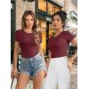 imageATHMILE Womens Round Neck Short Sleeve T Shirts Basic BodysuitsBurgundy