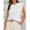 imageATHMILE Womens Sleeveless Summer Tank Tops Casual Trendy T Shirts Basic Trendy Cap Sleeve Oversized TeeWhite