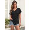 imageATHMILE Womens Tops Summer Sweaters V Neck Short Sleeve Shirts Fashion Dressy Casual Business Tunic BlousesBlack