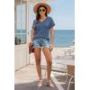 imageATHMILE Womens Tops Summer Sweaters V Neck Short Sleeve Shirts Fashion Dressy Casual Business Tunic BlousesBlue