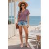 imageATHMILE Womens Tops Summer Sweaters V Neck Short Sleeve Shirts Fashion Dressy Casual Business Tunic BlousesBurgundy