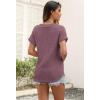 imageATHMILE Womens Tops Summer Sweaters V Neck Short Sleeve Shirts Fashion Dressy Casual Business Tunic BlousesBurgundy