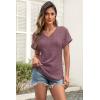 imageATHMILE Womens Tops Summer Sweaters V Neck Short Sleeve Shirts Fashion Dressy Casual Business Tunic BlousesBurgundy