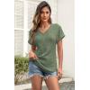 imageATHMILE Womens Tops Summer Sweaters V Neck Short Sleeve Shirts Fashion Dressy Casual Business Tunic BlousesGreen