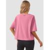 imageWomens Oversize Workout Crop Tops Casual Short Sleeve Drop Shoulder Boxy TShirts Roll Hem Basic Loose Yoga Running TeesPink