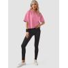 imageWomens Oversize Workout Crop Tops Casual Short Sleeve Drop Shoulder Boxy TShirts Roll Hem Basic Loose Yoga Running TeesPink