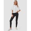 imageWomens Oversize Workout Crop Tops Casual Short Sleeve Drop Shoulder Boxy TShirts Roll Hem Basic Loose Yoga Running TeesWhite