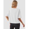imageWomens Oversize Workout Crop Tops Casual Short Sleeve Drop Shoulder Boxy TShirts Roll Hem Basic Loose Yoga Running TeesWhite