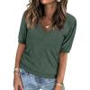 imageATHMILE Short Sleeve V Neck Sweaters Dressy Casual Blouses Lightweight Thin Knit Fashion Shirts Summer Tops for WomenGrey Green