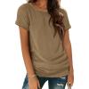 imageATHMILE T Shirts Short Sleeve Scoop Neck Tees for Women Fashion Tops Trendy Casual Summer Outfits Clothes 2025Coffee