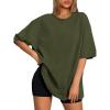 imageATHMILE Womens Oversized T Shirts Loose Fit Crewneck Short Sleeve Tops Summer Casual Blouse 2025 Y2K Basic Tee BeachArmygreen