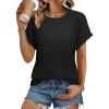 imageATHMILE Womens Tops Summer Sweaters Regular Fit Short Sleeve Shirts Fashion Dressy Casual Business Tunic Blouses 2025Black