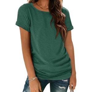 imageATHMILE T Shirts Short Sleeve Scoop Neck Tees for Women Fashion Tops Trendy Casual Summer Outfits Clothes 2025Green