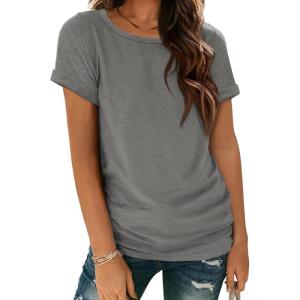 imageATHMILE T Shirts Short Sleeve Scoop Neck Tees for Women Fashion Tops Trendy Casual Summer Outfits Clothes 2025Grey
