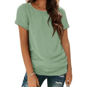 imageATHMILE T Shirts Short Sleeve Scoop Neck Tees for Women Fashion Tops Trendy Casual Summer Outfits Clothes 2025Lightgreen