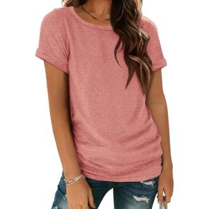 imageATHMILE T Shirts Short Sleeve Scoop Neck Tees for Women Fashion Tops Trendy Casual Summer Outfits Clothes 2025Lightpink